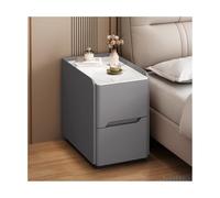 Modern Slim Nightstand - Solid Wood Bedside Table with Drawers, Green Finish, Perfect for Small Spaces, Bedrooms, Dorms & Compact Areas (11x15x19in)