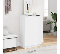 Modern Slim Shoe Cabinet with 2 Doors - Narrow Entryway Storage, Stylish Hallway Cupboard for Home Living Room (White)