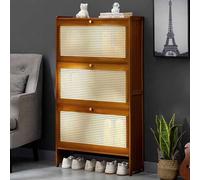 Modern Slim Shoe Cabinet with Adjustable Divider 2-6 Doors Space-Saving Shoe for 16-24 Pairs Entryway Storage Solution (Brown 6 Drawer 100cm/39.4in)