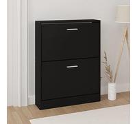 Modern Slim Shoe Storage Cabinet, 59x17x81 cm Shoe Rack with 2 Flip Drawers, Narrow for Hallways & Living Rooms, Stylish Black Shoe Cupboard