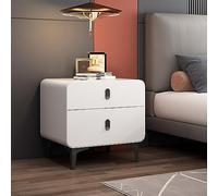 Modern Slim Solid Wood Nightstand Multifunctional Bedroom Cabinet No Assembly Required Optional Multi-Color Ideal for Living Room & Bedroom (Color: Milk White).