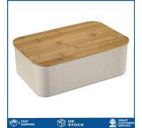 Modern Small Bistro Bread Bin With Sustainable Bamboo Cutting Board Lid White