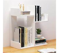 Modern Small Desk Bookshelf - Simple Desktop Storage Rack for Students & Office Compact White Book Stylish Workstation Shelf for Efficient Space Management