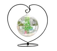 Modern Small Hanging Fish Tank Unique Metal Frame Heart Shape Design Hanging Spherical Glass Fish Tank Desktop Decoration Desktop Display
