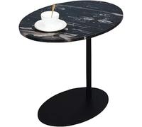 Modern Small Oval Marble Coffee Table with Metal Base - Stylish Dining & Cocktail Table for Living Room, Balcony, and Accent Furniture - Perfect Home Décor Choice!