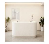 Modern Small Reception Desk Foldable Front Desk Counter with 2 Moveable Shelves Portable Tradeshow Podium Table Retail Checkout Display Stand White