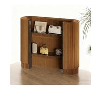 Modern Small Reception Desk - Portable Front Desk with 2 Moveable Shelves Foldable Checkout Stand & Retail Display Counter in Stylish Brown for Tradeshow & Office Use