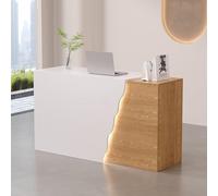 Modern Small Reception Desk - Stylish Office & Salon Front Desk - Compact Standing Reception Table - Elegant Customer Service Counter - Space-Saving Design