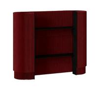 Modern Small Reception Desk with 2 Moveable Shelves Portable Tradeshow Podium Table Foldable Checkout Stand Retail Display Counter in Red - Ideal for Offices and Events