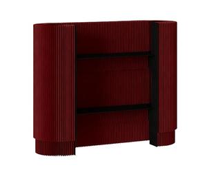 Modern Small Reception Desk with 2 Moveable Shelves Portable Tradeshow Podium Table Foldable Checkout Stand Retail Display Counter in Red - Ideal for Offices and Events