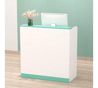 Modern Small Reception Desk with Lockable Drawer - Front Transaction Counter for Checkout Stylish Wooden Office Computer Table for Salon Clothing Store Convenience Store (White + Black)