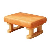 Modern Small Rectangular Fabric Footstool with Wooden Legs Non-Slip Cushions Stylish Step Stool for Sofa Desk Office Living Room - Versatile Home Decor (GE2)