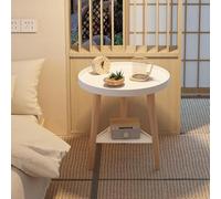 Modern Small Round Accent Table, 3-Legged Side Table for Small Spaces, Nightstand End Table for Living Room, Bedroom, Office - 15.7x17.3in, 2 White PVC