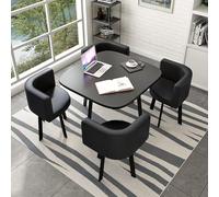 Modern Small Round Tea Table Set with Chairs - 31.5"x29.5" Stylish Kitchen Dining Table for Breakfast Milk Tea Café Home Décor - Chic Fur Design for Cozy Spaces