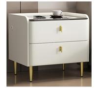 Modern Smart Bedside Table with 2 Ders & Finrprint Lock - Slish Nightstand for Bedroom & Living Room, Cact 40cm Design, Secure Sto Solut