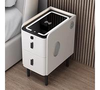 Modern smart bedside table with storage space and LED lighting compact bedside table for the bedroom narrow bedside table with charging port stylish white design