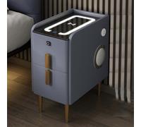 Modern Smart LED Nightstand, Bedroom Bedside Table with Speaker, Fingerprint Lock, Wireless Charging Station, USB Port, Smart Side Table for Small Space,Blue,25 * 40 * 49Cm (Blue 25 * 40 * 49cm)