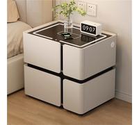 Modern Smart LED Side Table - 3-Color Minimalist Wooden End Table for Living Room & Bedroom, Multifunctional 15.7"x15.7"x18.9" Nightstand with USB Charging Port
