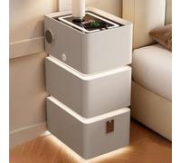 Modern Smart Nightstand with 3 Drawers Wireless Charging & Bluetooth Speaker Secure Side Table with Combination Lock (Gray 40 x 40 x 64 cm)