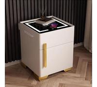 Modern Smart Nightstand with Wireless Charging LED Lights & Storage - Multifunctional Bedside Table for Bedroom & Living Room (45x40x50cm Color D)