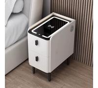 Modern Smart Nightstand with Wireless Charging USB Port and Adjustable LED Lights Night Stands Smart Bedside Table Side Tables Bedroom(White,13.8in/35cm)