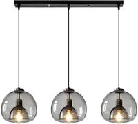 Modern Smoky Gray Pendant Light Globe Glass Hanging Lamp Industrial Vintage Suspension Lights Adjustable Ceiling Lighting Fixture for Farmhouse Kitchen Island Bedroom Living Room