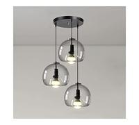 Modern Smoky Gray Pendant Light Globe Glass Hanging Lamp Industrial Vintage Suspension Lights Adjustable Ceiling Lighting Fixture for Farmhouse Kitchen Island Bedroom Living Room