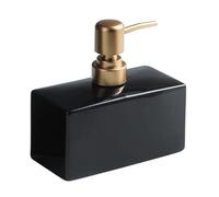 Modern Soap Dispenser with Matte Golden Pump for Bathroom, 13.5 Oz Ceramic Rectangle Lotion Refillable Dish New Home Essentials(Black)