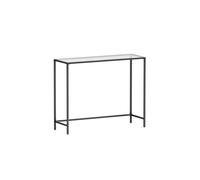 Modern Sofa End Table with Adjustable Legs, Ink Black + Transparent