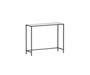 Modern Sofa End Table with Adjustable Legs, Ink Black + Transparent