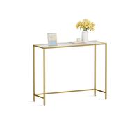 Modern Sofa End Table with Adjustable Legs, Light Gold + Transparent