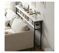 Modern Sofa Tables Narrow Long, Slim Narrow Console Table with Storage Shelves for Home & Small Spaces, 80 100 120 Cm Long Behind Couch Table(Double-layer,80x20cm)