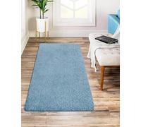 Modern Soft Area Rug & Bath Mat Low-Pile, Non-Slip Carpet for Living Room, Bedroom, Bathroom Long Hallway Runner Floor Mats Door Mats Quick Dry (Aqua, 60 x 220 cm)