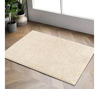 Modern Soft Area Rug & Bath Mat Low-Pile, Non-Slip Carpet for Living Room, Bedroom, Bathroom Long Hallway Runner Floor Mats Door Mats Quick Dry (Beige, 60 x 110 cm)