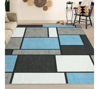 Modern Soft MachineWashable Geometric Rug - NonSlip Hell Blue Farmhouse Carpet for Home & Office Décor (240 x 300 cm)