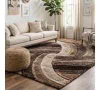 Serdim Rugs California Swirl Shaggy Rugs 200 X 290cm Bronze, Brown