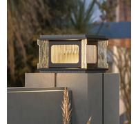 Modern Solar Post Cap Lights - Waterproof LED Outdoor Column Pillar Lamps for Landscape Pathway Deck Fence Mailbox & Pier - Stylish Black Glass Bollard Lighting