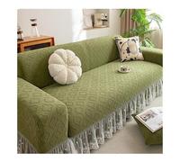 Modern Solid Color Elastic Sofa Covers,Soft Plush Slipcovers with Lace Ruffle Skirt for 2-Seater Couch,Fits 145-185cm Furniture