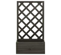 vidaXL Solid Firwood Garden Trellis Planter Grey Wooden Planter Pot Raised Bed