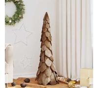 Modern Solid Teak Wood Christmas Tree, Brown, 110 cm Tall, Durable Indoor & Sheltered Outdoor Use, Rustic Elegant Holiday Decor