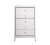 Modern Solid Wood 5-Drawer Chest - Tall Storage Cabinet for Living Room & Bedroom, Stylish White Dresser with Metal Handles, Durable Furniture Solution