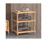 Modern Solid Wood AV Media Stand - 3-Tier Amplifier Rack Cabinet for Stereo Components & Game Console - Natural Finish Wooden CD & Record Player Stand