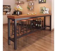 Modern Solid Wood Bar Table with Metal Frame High Top Pub Table for Home and Restaurant Counter Height Kitchen Breakfast Bar Chairs Not Included