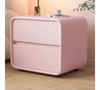 Modern Solid Wood Bedside Table, Cream Storage Cabinet, Stylish Pink Nightstand for Bedroom, Space-Saving Side Table (40x40x48 cm)