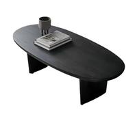 Modern Solid Wood Black Oval Coffee Table 47.2" Durable Pine Easy to Install Stylish Decorative Table for Living Room & Office Large Surface Crack Resistant