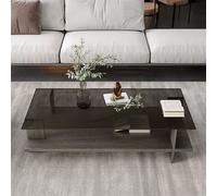Modern Solid Wood Coffee Table with Tempered Glass Top - Ideal for Small Living Spaces