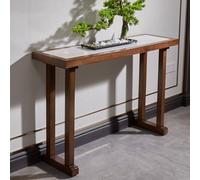 Modern Solid Wood Console Table for Entryway Sturdy Vintage Sofa Table with Embedded Sintered ne Top (White 120cm/47.2in) Stylish Accent Furniture