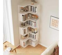 Modern Solid Wood Corner Boohelf Veal 6 Tier Open Design for Living Room Sto Slish and Functal Bookcase Space Saving