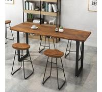 Modern Solid Wood Counter Height Kitchen Table Narrow Rectangular Bar Table with Metal Bracket Perfect for Small Spaces in Kitchen or Coffee Shop (63in)