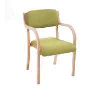 Modern Solid Wood Dining Chair with Backrest - Upholstered Kitchen Living Room Office & Café Lounge Seat - Stylish & Sturdy Max Load 150kg (Light Green)